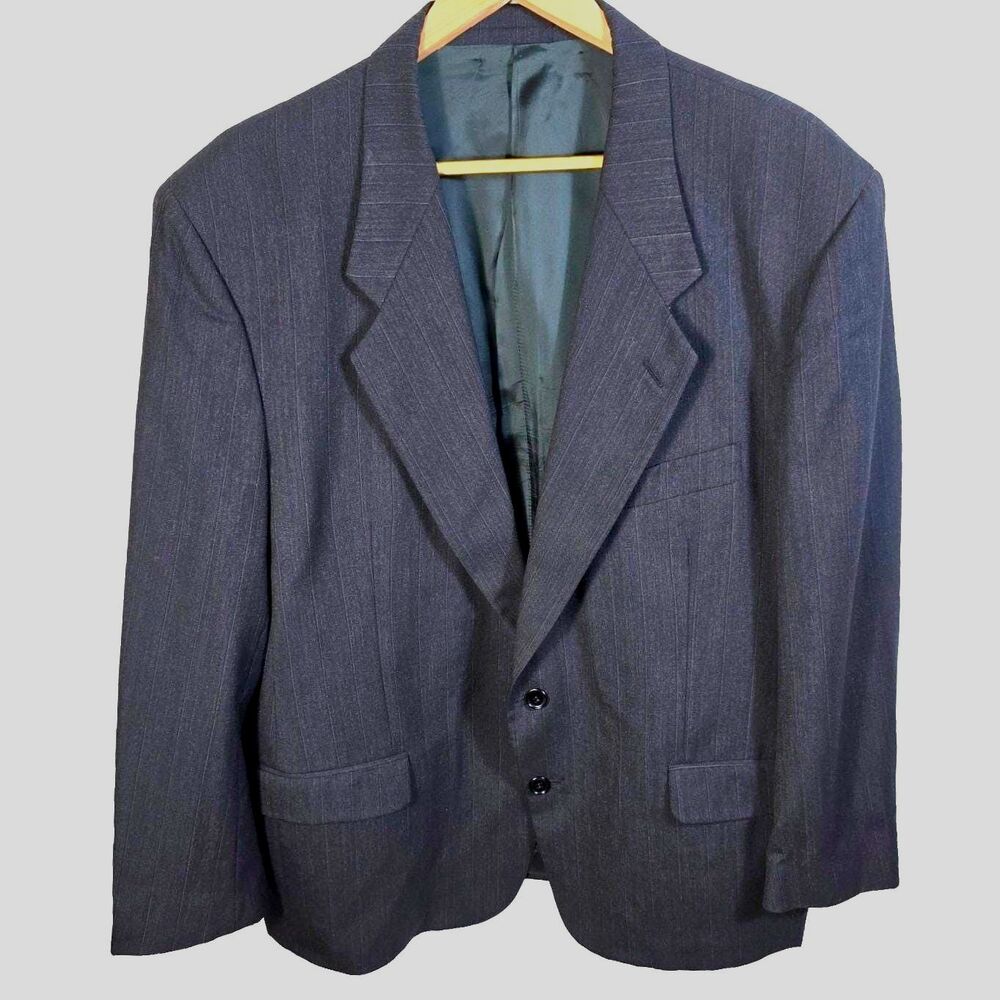 Vintage 1990s Louis Feraud Men's 44S Charcoal Pinstripe Wool Suit Coat Dillard's
